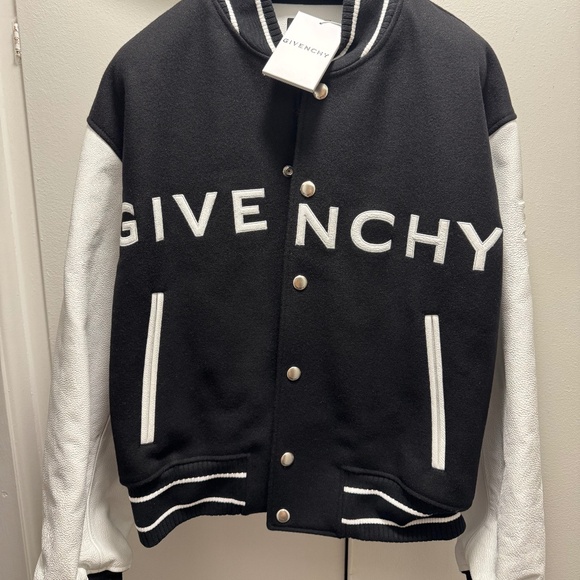 Givenchy Men's Wool-Leather Logo Varsity Jacket - Picture 1 of 5